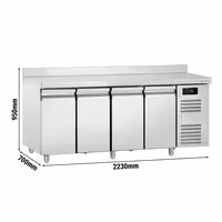 Commercial Counter Fridge ECO – 2230 × 700 mm – 4 Doors – Upstand – Modern Digital Display