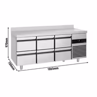 Rashladni pult PREMIUM - 1865x700 mm - 474 l - Ventilirano hlađenje - s 6 ladica - Podignuti rub
