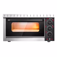 Electric Deck Pizza Oven - Single Deck - 4 - Ø 20cm (8") - 230V Single Phase - Mechanical Controls - Black - up to 350°C
