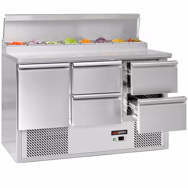 Pripremni rashladni pult ECO - 1365x700 mm - 1 vrata i 4 ladice - za 8x GN 1/6
