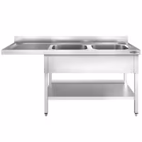 Pult za pranje za perilicu posuđa - 2000x700 mm - s 2 korita