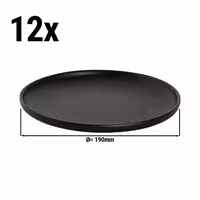 (12 adet) UNIVERSE - Düz Tabak Yuvarlak Düz - Porselen, Ø190mm, Siyah