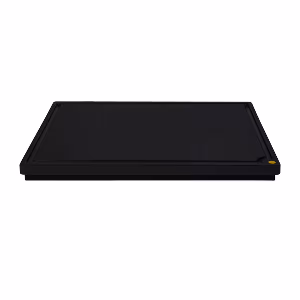 Daska za rezanje s utorom za sok HACCP - 400x305 mm - Debljina: 20 mm - polietilen (HDPE 500) - Crna - Periva u perilici posuđa - Protuklizna