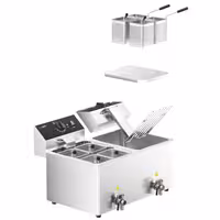 Electric Fierbător de paste profesional - de banc - 8 + 8 litri - 6,5 kW - cu robinet de scurgere - incl. 8 coșuri
