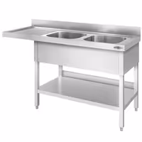 Pult za pranje za perilicu posuđa - 1600x600 mm - s 2 korita