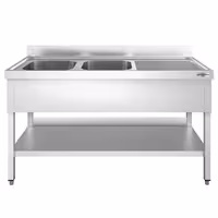Sudoper PREMIUM - 1400x700 mm - s donjom policom - s 2 koritima - korita lijevo - inox