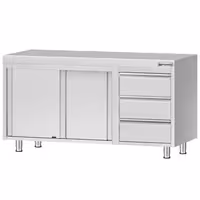 خزانة عمل ستانلس ستيل ECO - 1400x600mm - أبواب منزلقة ووحدة أدراج 3 يمين