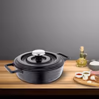 Traktörpanna i gjuten aluminium - Ø 14 cm - Non-stick - med glaslock - för induktion - svart