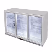 GASTRO-COOL | Barski hladnjak - 1350 mm - 312 litara - Sa 3 staklena klizna vrata - Srebrna boja