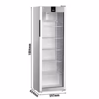 LIEBHERR | Szafa chłodnicza PERFORMANCE – 400 L – od +1 do +15 °C – z wnętrzem z tworzywa sztucznego i 1 drzwiami szklanymi – szara