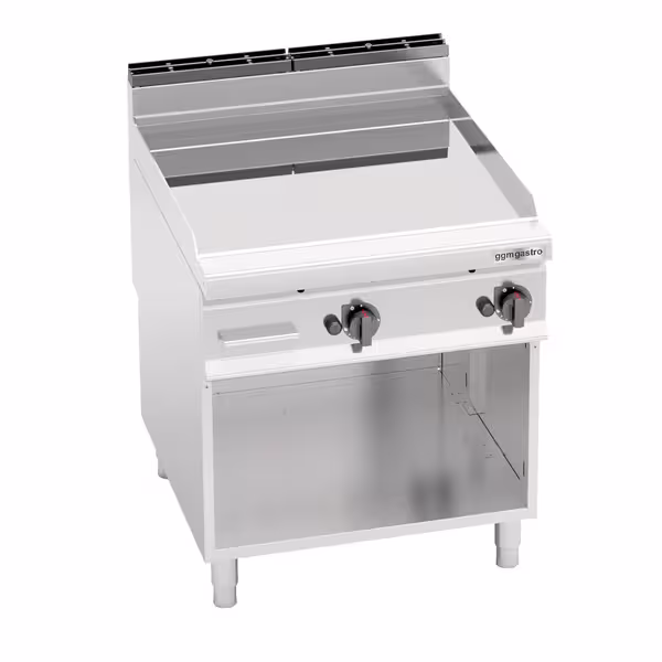 Gázüzemű rostlap - 20 kW - Sima - Sütőfelület: 796x667 mm - álló - nyitott tárolóval - Professzionális