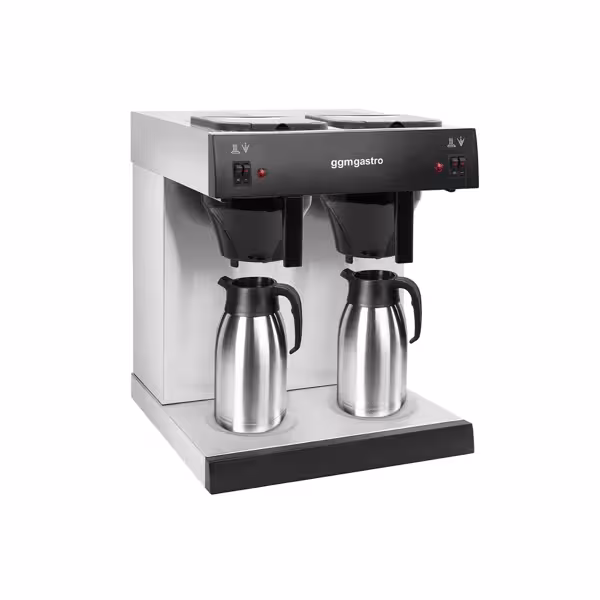 Filtre Kahve Makinesi profesyonel - 2x 2,0L - 2,8 kW - 1/2 Sıcak Tutma Plakası - 2 Termos Dahil