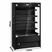 Commercial multideck display fridge - 1100mm - with 2 hinged glass doors & 4 shelves - Black