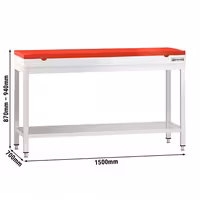 Profesionalni inox radni stol PREMIUM - 1500x700 mm - s donjom policom & s ojačanjem radne plohe - uklj. daska za rezanje Crvena