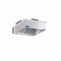 Commercial Wall-Mounted Extractor Hood with Motor - 1400mm - with Speed Controller, Baffle Filters & Lighting