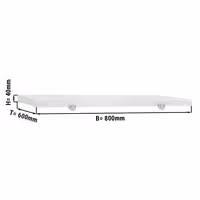Ploča za rezanje za radni stol HACCP - 800x600 mm - Debljina: 40 mm - polietilen (HDPE 500) - Bijela - Periva u perilici posuđa - S 4 stopera