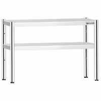 Pöytähylly - ruostumattomasta teräksestä - 2 tasoa - 1200x370 mm - korkeussäädettävä