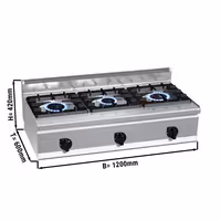 Cocina a gas - 31kW - 3 fuegos
