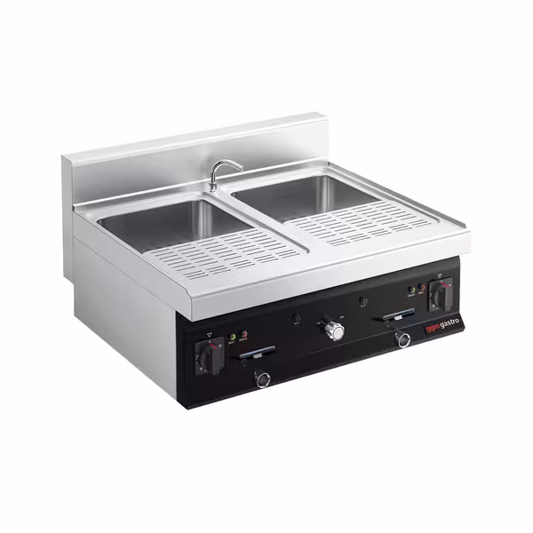 Eléctrico Cocedor de pasta PROFESIONAL - 2x26L - 12kW - con grifo de vaciado