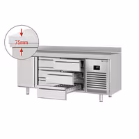 Commercial Counter Fridge PREMIUM PLUS - 1960x600mm - with 1 door - 6 drawers - with upstand - capacity 385 litres