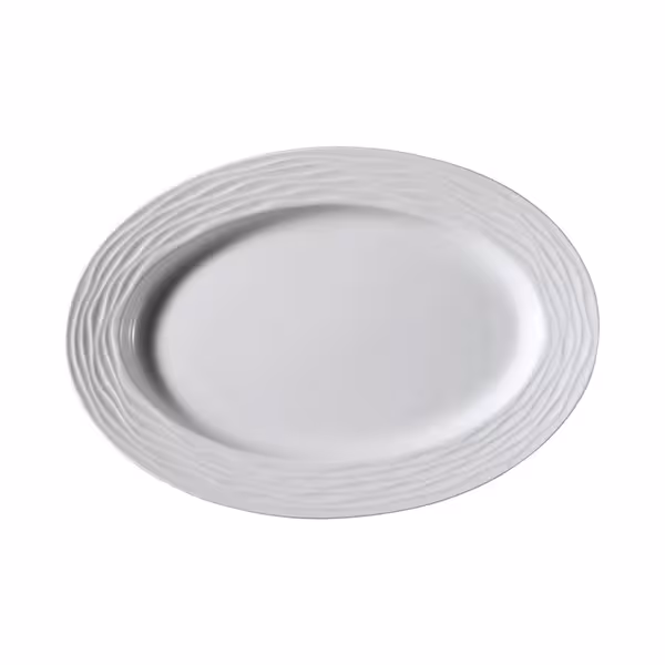 (6 adet) SEA WAVE - Sunum Tabağı Oval Düz - Porselen, 280x280mm, Beyaz