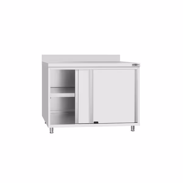 خزانة عمل ستانلس ستيل KOPENHAGEN ECO - 1000x600mm - أبواب منزلقة - مع حاجز خلفي