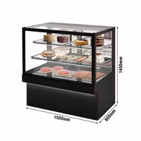 Commercial cake display fridge TORONTO - 1500mm - Double glazing - rear sliding mirrored glass doors