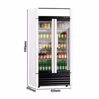 Commercial Beverage Display Fridge - 925mm - 630 Litres - with 2 hinged glass doors - LED lighting - digital controller with temperature display - Temperature range 2 to 8 °C