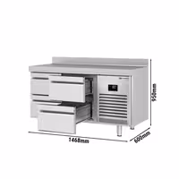 Aukstuma galds PREMIUM PLUS - 1468x600 mm - 250 l - ar 4 atvilktnēm - Ar apmali