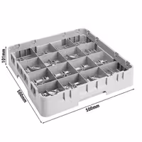 CAMBRO | CAMRACK® - Košara za pranje šalica 1/1 - Sa 16 odjeljaka - 500x500 mm - Siva boja