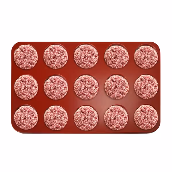 Húspogácsa-/hamburgerprés - műanyag (BPA-mentes) - kicsi - Ø 80 mm - piros - 15 lyuk - 85 g