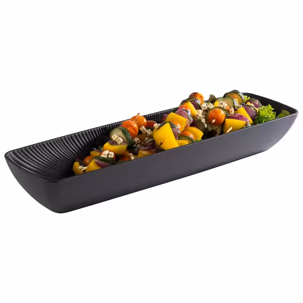 (6 adet) Gastronorm Küvet GN 2/4 - Melamin - NERO - 3,5L - 530x162mm - Derinlik:80mm - Siyah