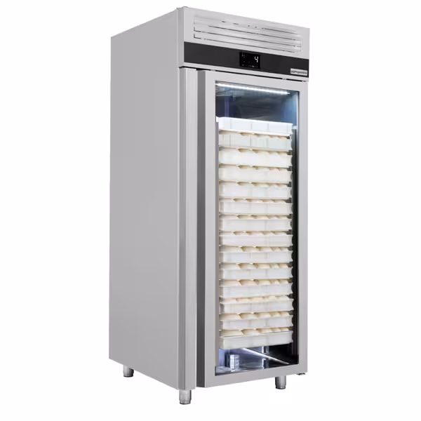 Szafa chłodnicza na blachy EN PREMIUM - EN 600x400 - 850L - 820x920mm - 1 drzwi, przeszklona - chłodzenie wentylowane; LED