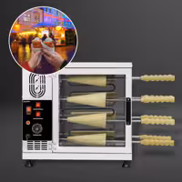 Baumstriezel (Chimney Cake) Makinesi PREMIUM - 3,5kW - 16 adet konik pişirme şişi dahil