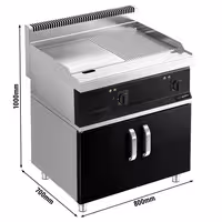 Elektriline plaatgrill - sile ja soonega - 13,80 kW - Küpsetuspind 795x535 mm - sh aluskapp 2 uksega