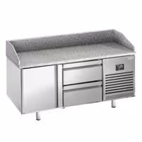 Stół chłodniczy do pizzy PREMIUM PLUS - 1490x700mm - z blatem granitowym - 1‑drzwiowy, 2 szuflady