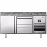 Stół chłodniczy do pizzy PREMIUM PLUS - 1490x700mm - z blatem granitowym - 1‑drzwiowy, 2 szuflady