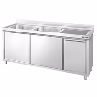 PREMIUM umivaonik – 1800 x 600 mm – s košem za smeće i 2 lijevo postavljena umivaonika