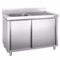 Sudoper s ormarićem PREMIUM - inox - 1400 x 600 mm - s 1 koritom - korito lijevo