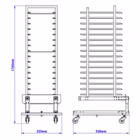Commercial Electric Bakery Combi Oven - Digital Controls - 16x EN 600x400 - incl. Trolley & internal rack