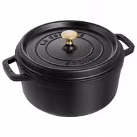 STAUB | Cocotte Round Enamelled Cast Iron Casserole Dish – Ø 220 mm – Black