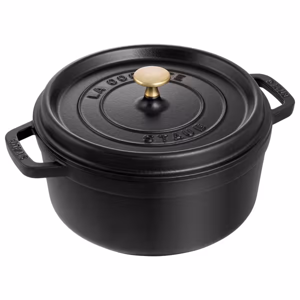STAUB | Cocotte Round Enamelled Cast Iron Casserole Dish – Ø 220 mm – Black