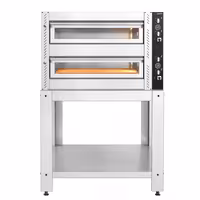 Electric Deck Pizza Oven - Twin Deck - Refractory Stone Deck - 4+4 x Ø 34cm (13.4") - Mechanical Controls - incl. Base frame