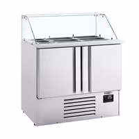 Pult za pripremu salate PREMIUM PLUS - 978 mm - 2 vrata - s ravnom staklenom nadogradnjom za 6x GN 1/3 & 3x GN 1/6