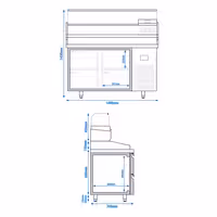Table réfrigérée à pizza Premium PLUS - 1490x700 mm - avec 4 tiroirs - incl. vitrine réfrigérée - 6x GN 1/4