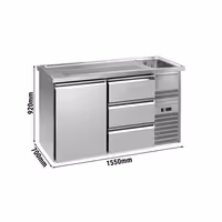 Direct Draw Beer Dispenser / Kegerator PREMIUM PLUS - 1550x700mm - 1 Solid Door & 3 Drawers