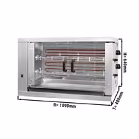Commercial Electric Chicken Rotisserie Oven - 6.6kW - with 2 Skewers for up to 12 chickens