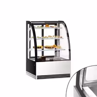 Commercial cake display fridge - 304L - 900mm - Double glazing - with 3 glass shelves - rear sliding doors, 2 glass doors - for patisserie