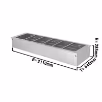 Baño María empotrable (drop‑in) - 2110mm - 6x GN 1/1 - 4,38 kW