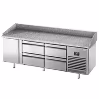 Table réfrigérée à pizza Premium PLUS - 1980 x 700 mm - avec 1 porte et 4 tiroirs